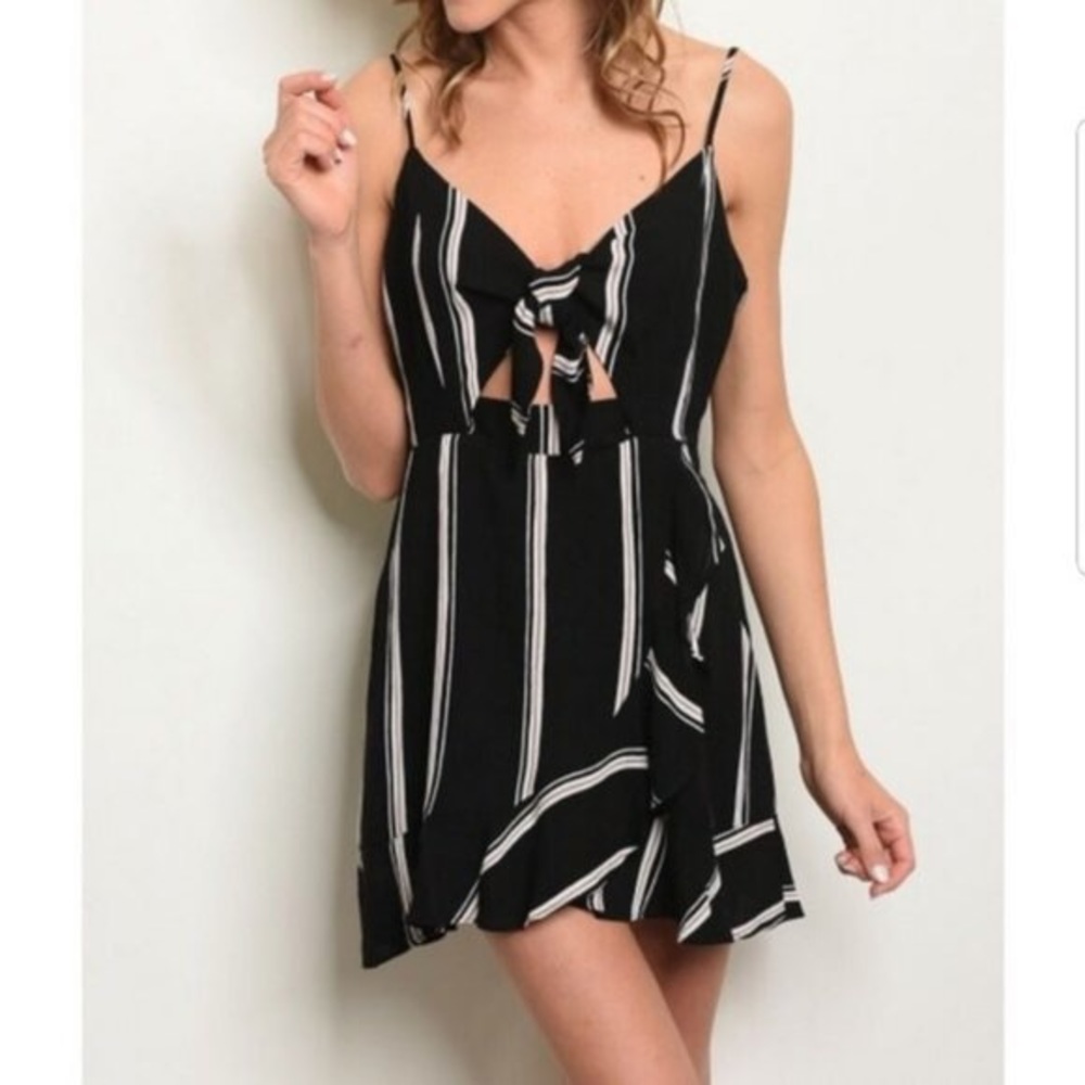 Cut out stripe mini dress